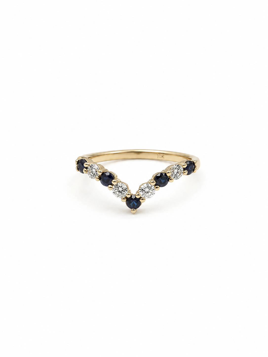 Anillo de safiro y diamante natural 10k