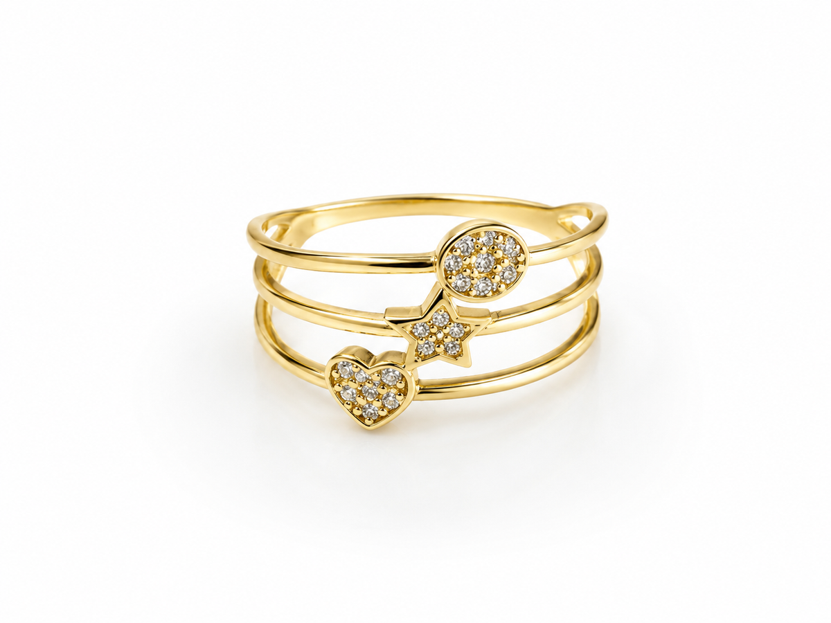 Anillo de 3 bandas 14K