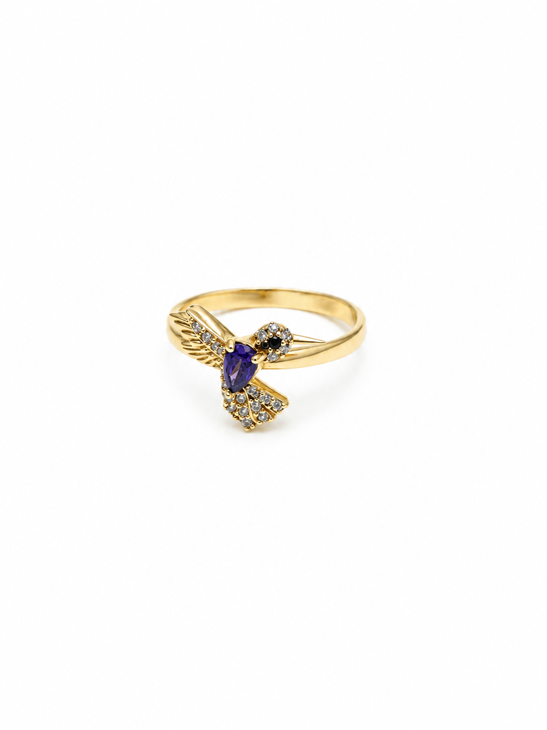 Anillo colibrí 10k - Violeta
