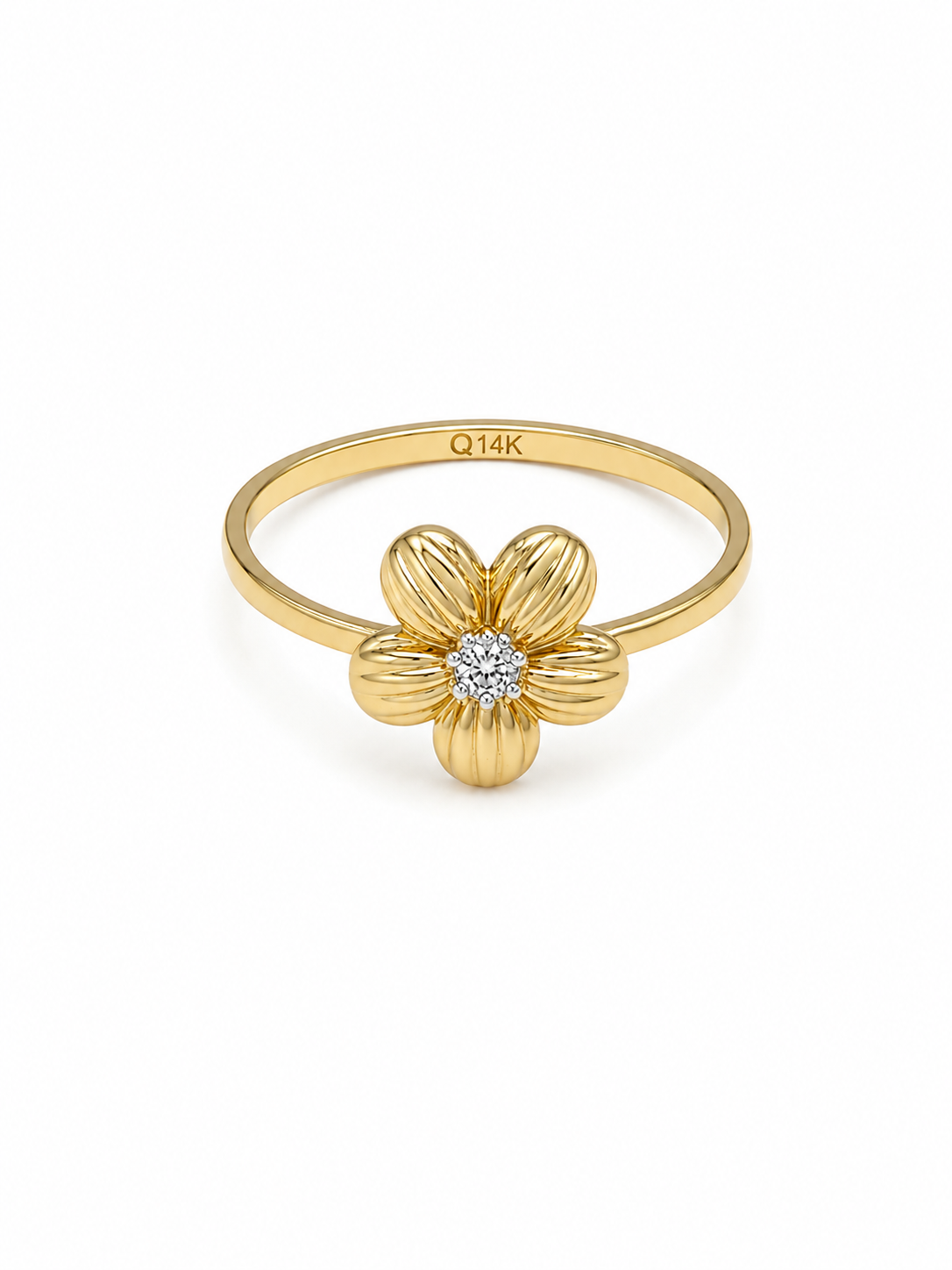 Anillo flor 14k