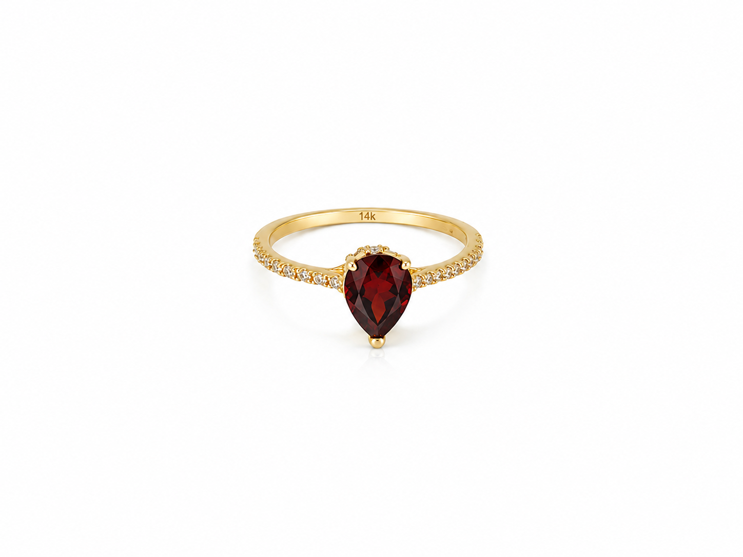 Anillo piedra roja 14K