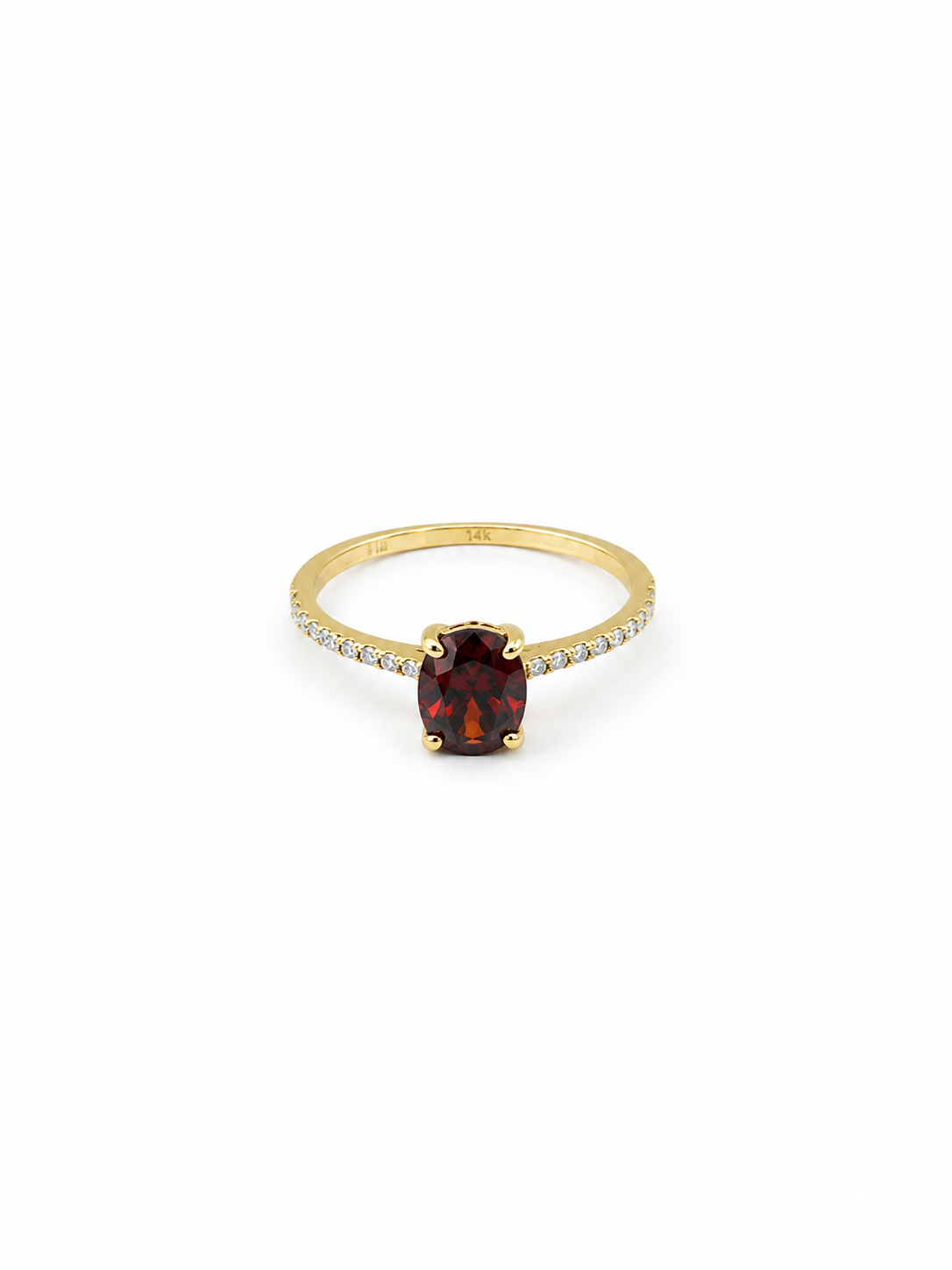 Anillo piedra roja 14K