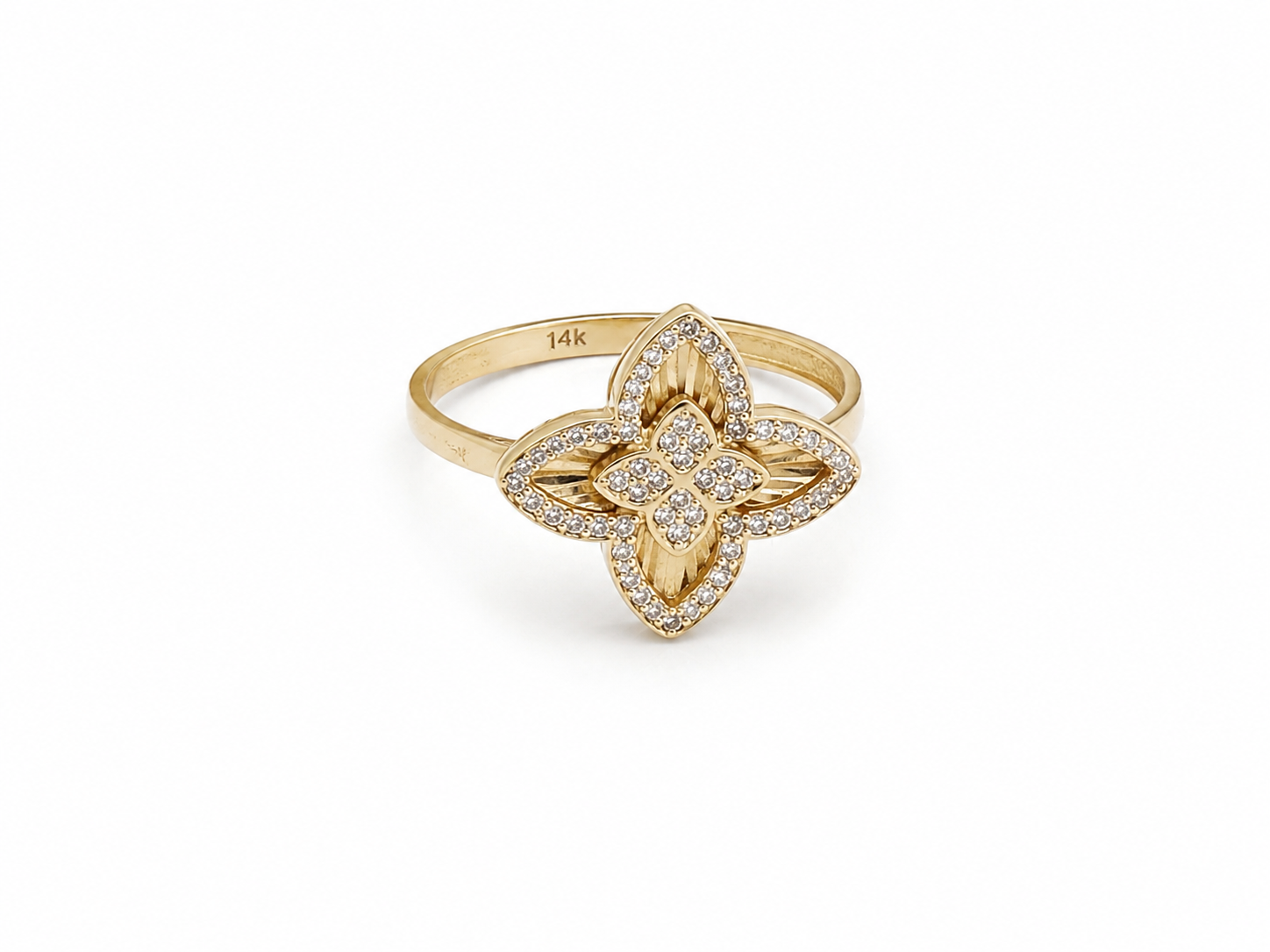 Anillo flor 14k