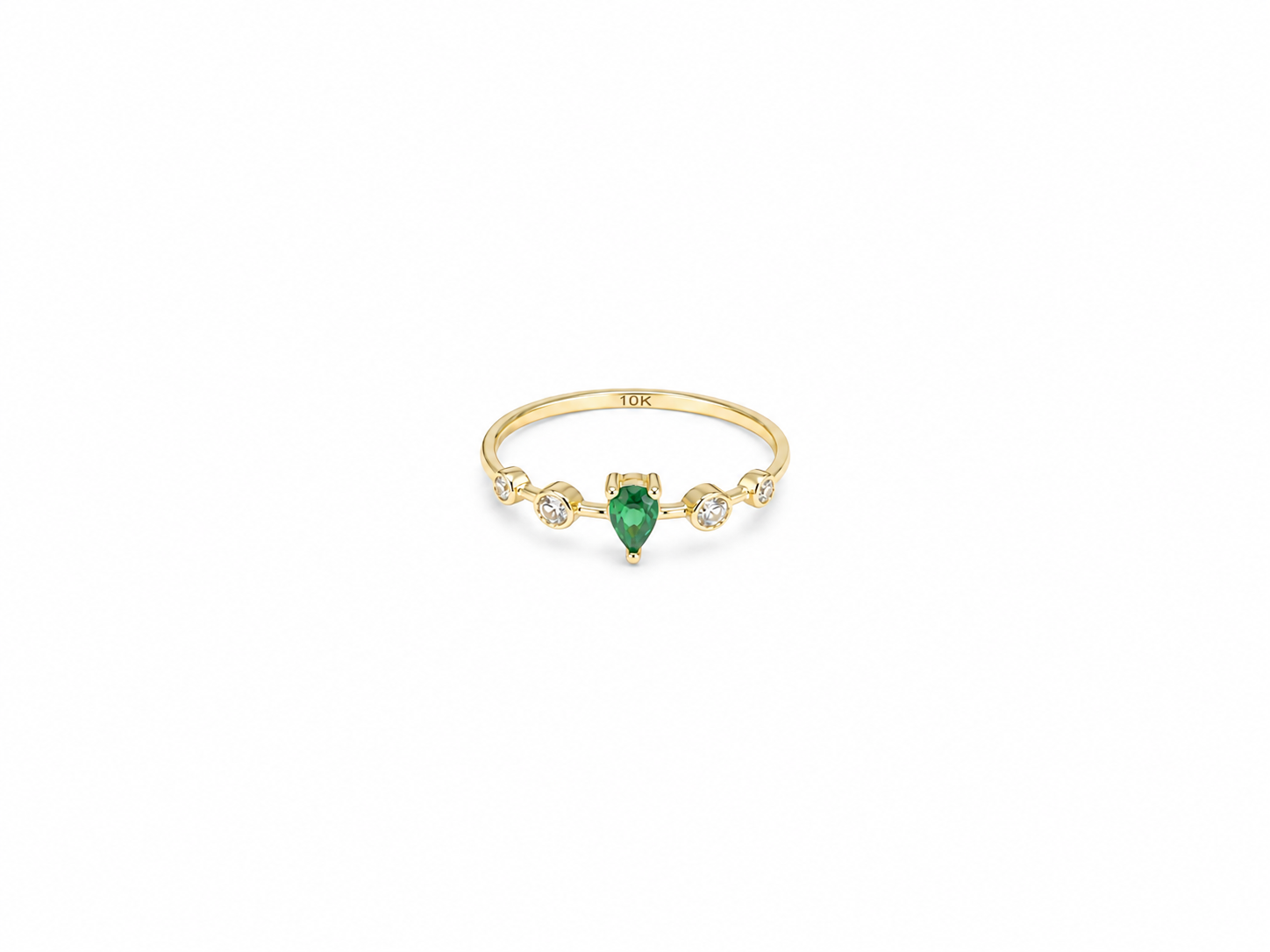 Anillo sencillo piedra verde 10k
