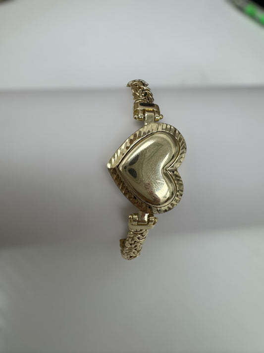 Pulsera bizantino de corazones 10K
