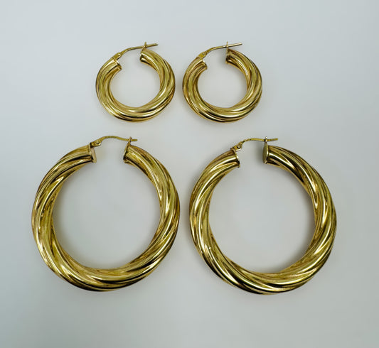 Argollas torcidas lisas 6mm 10k