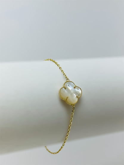 Pulsera flor blanca 14k