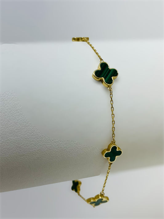 Pulsera 5 mini flores 14k