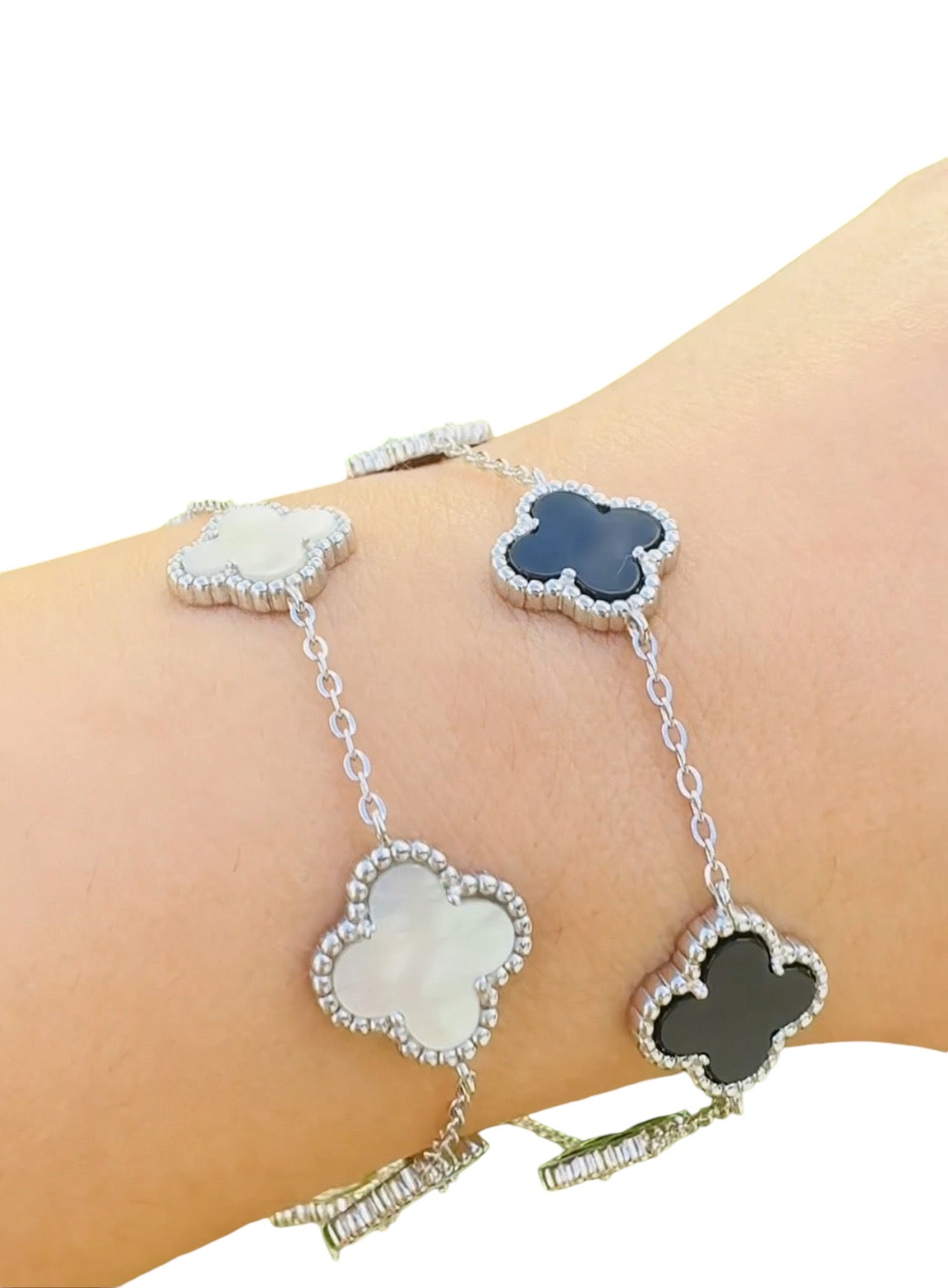 Pulsera de trébol plata de ley 925