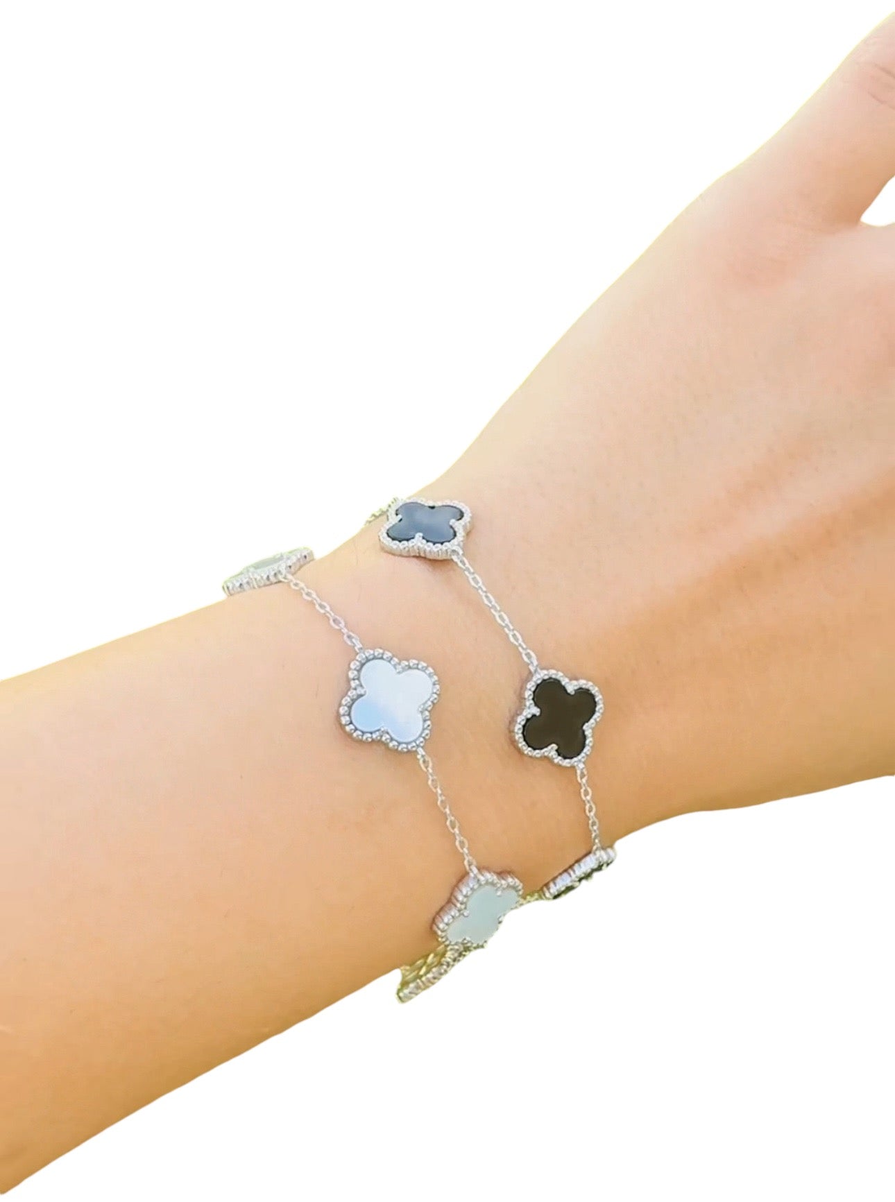 Pulsera de trébol plata de ley 925