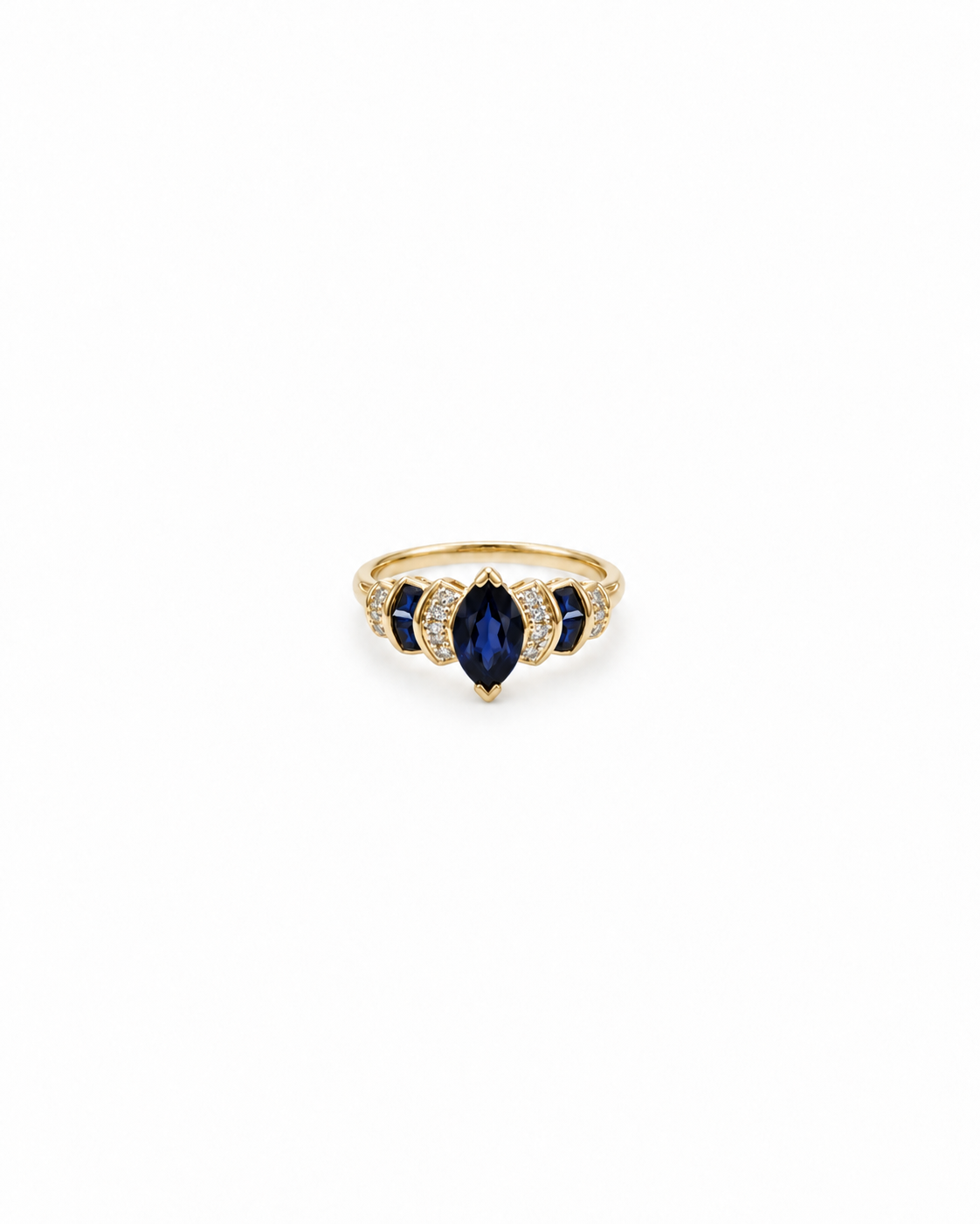 Anillo 10k Zafiro y Diamantes