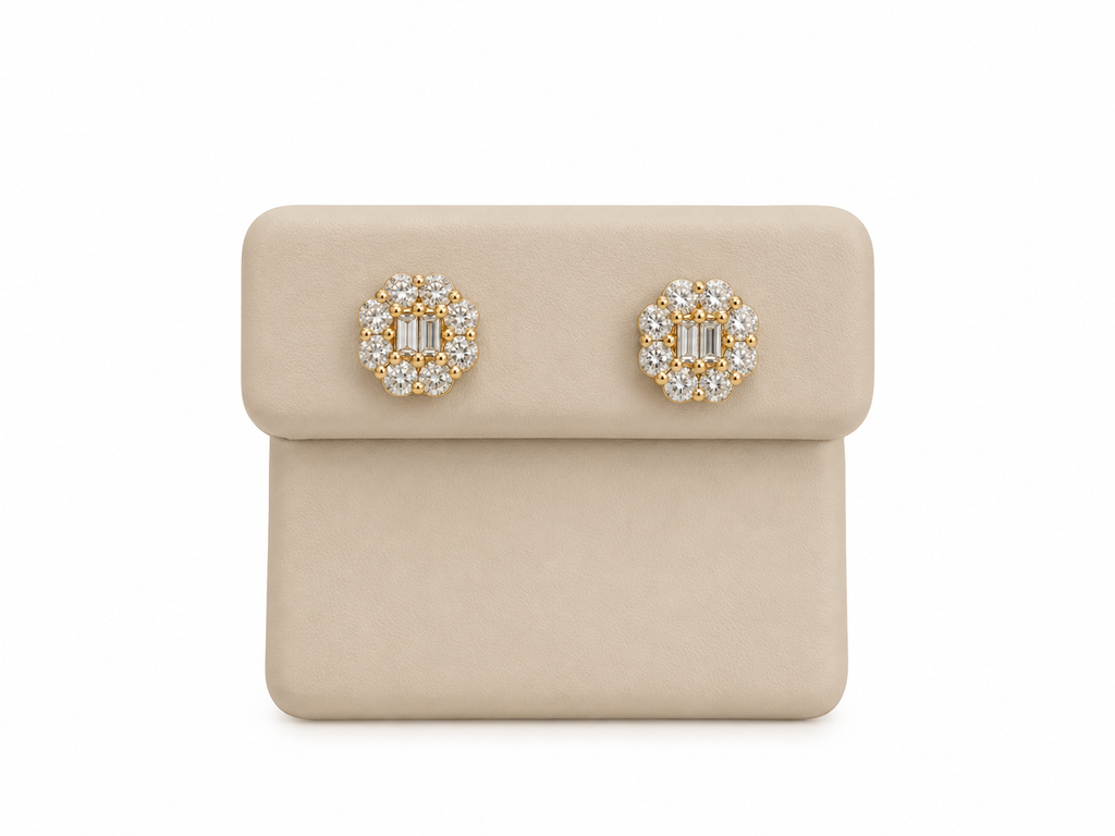 Aretes 14k diamante creado
