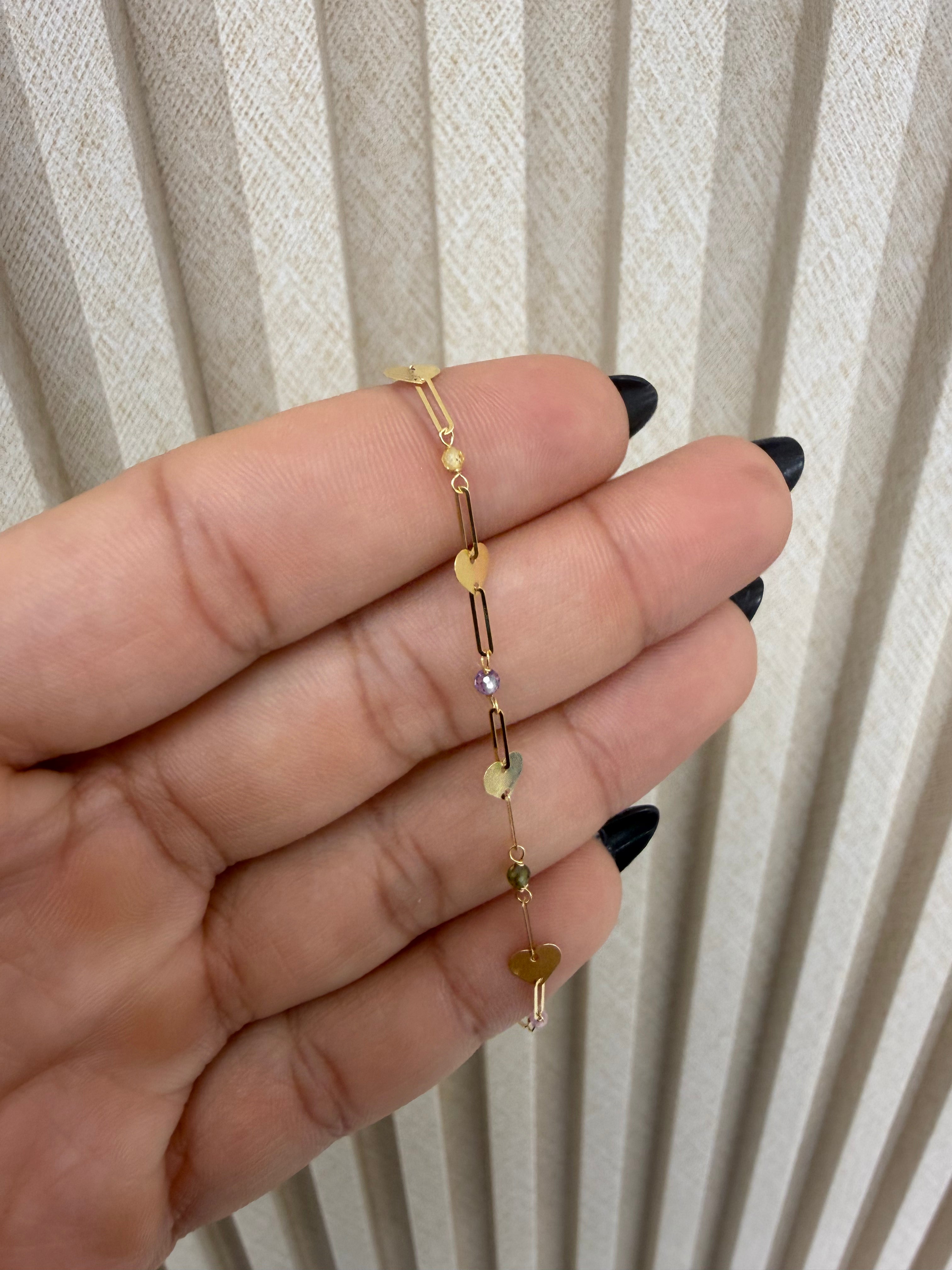 Pulsera corazón 10k semisólido