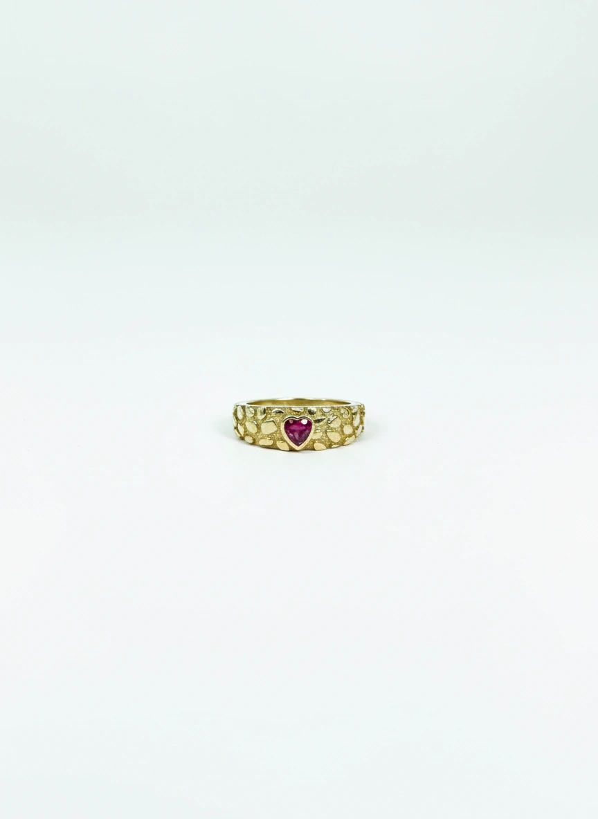 Anillo nugget de corazon 10K - Rosado