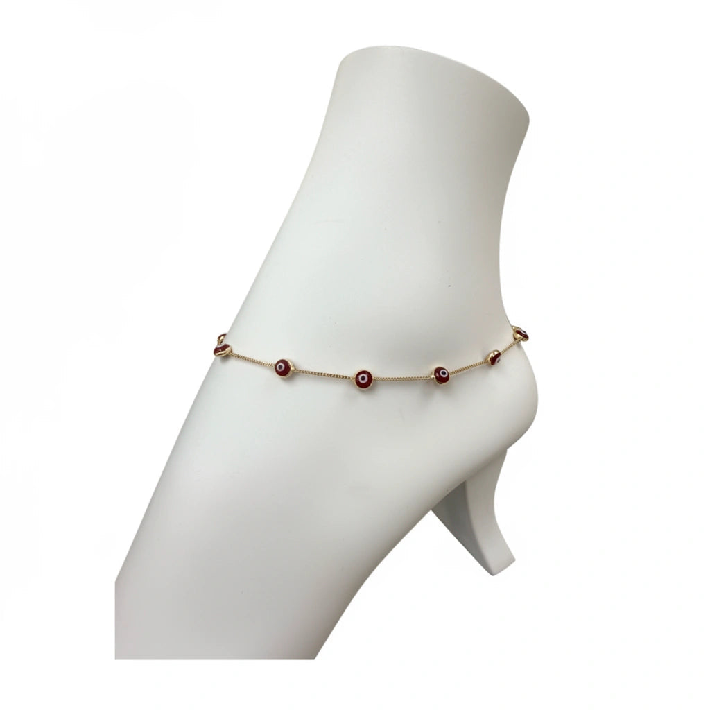 Tobillera de ojito turco 14K