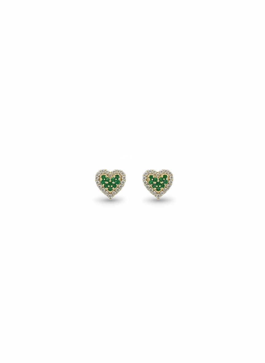 Aretes de corazón 14k