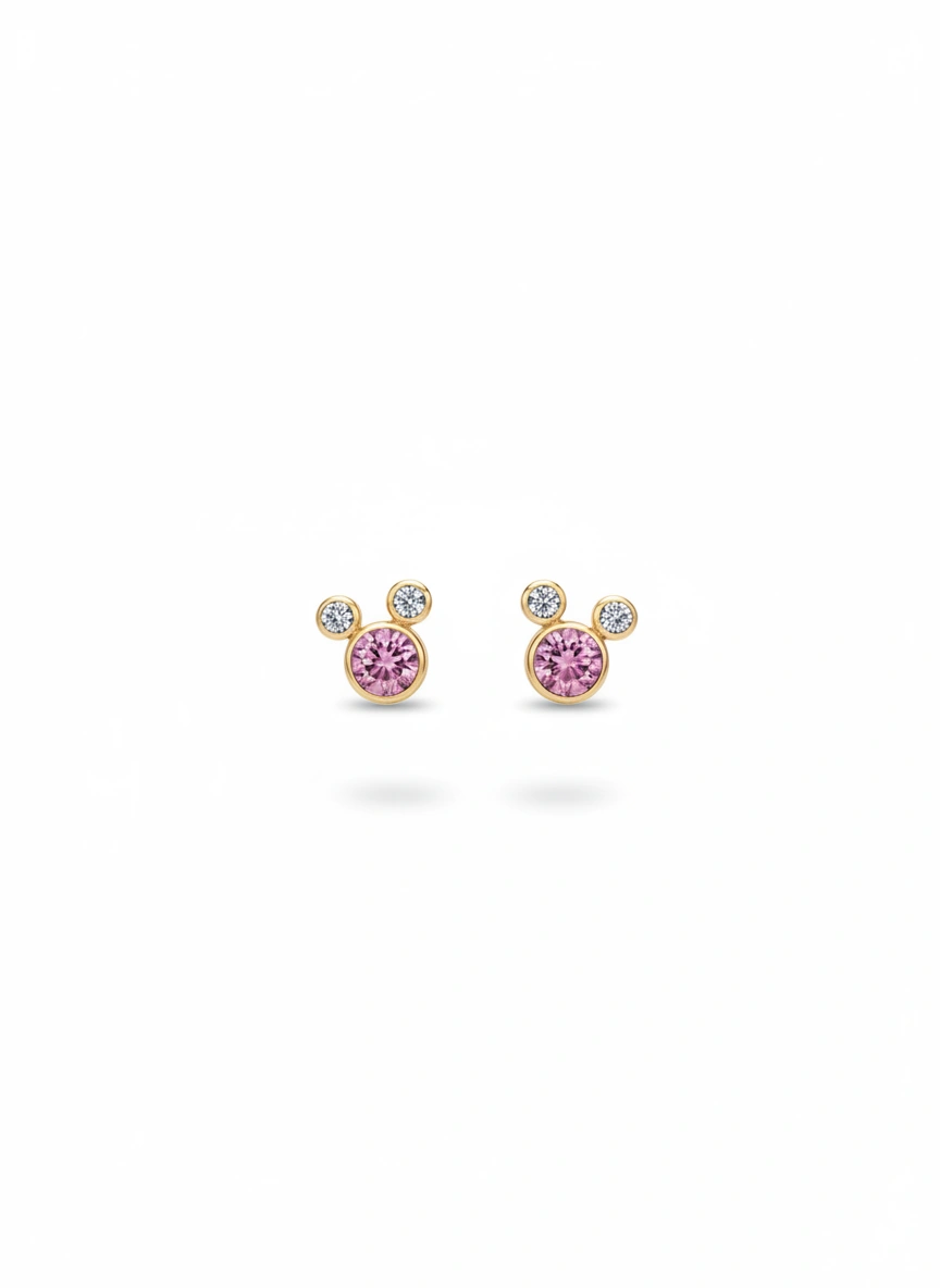 Aretes en forma de mikey mouse 14K