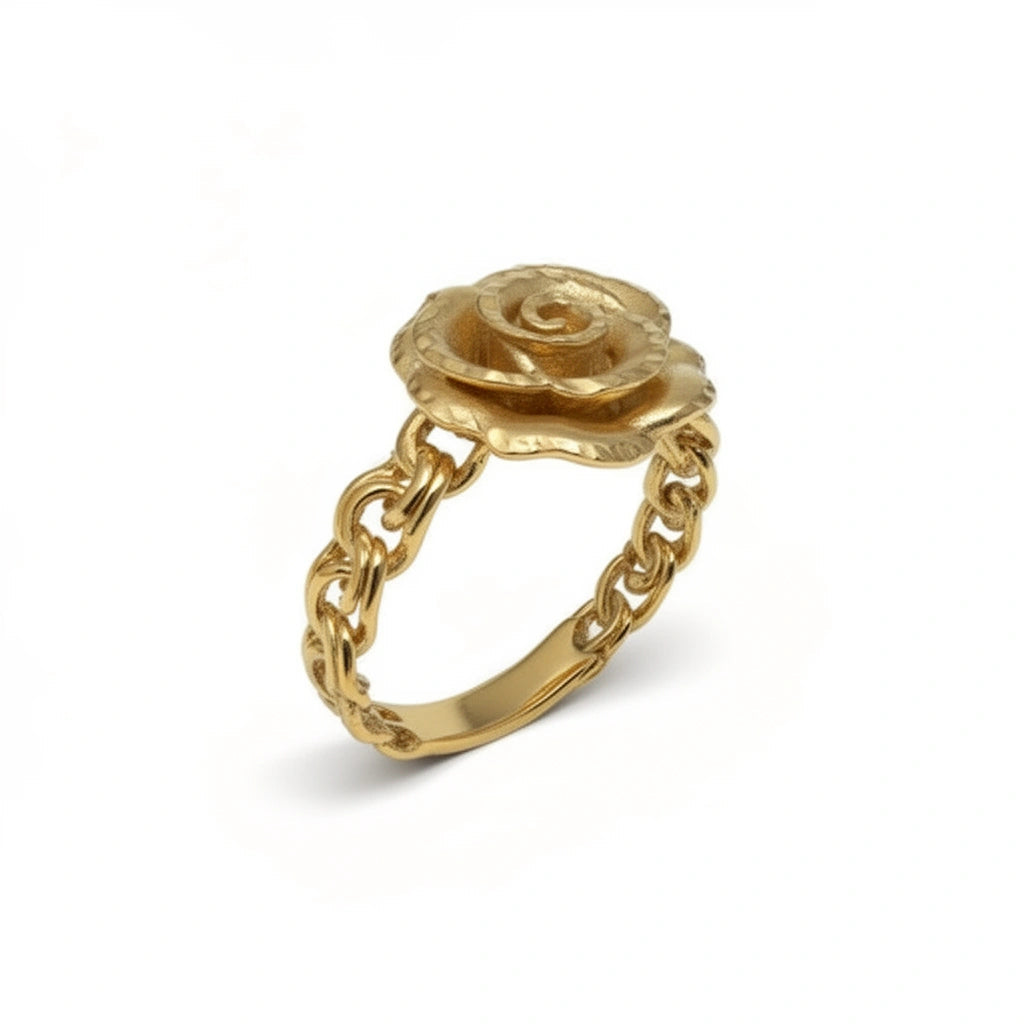 Anillo de Rosa 14K Sólido