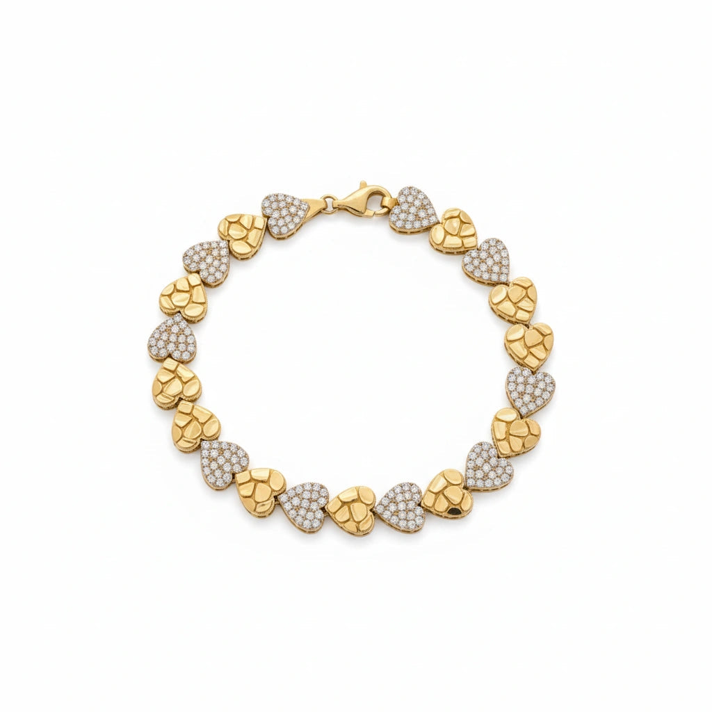 Pulsera corazones 10k