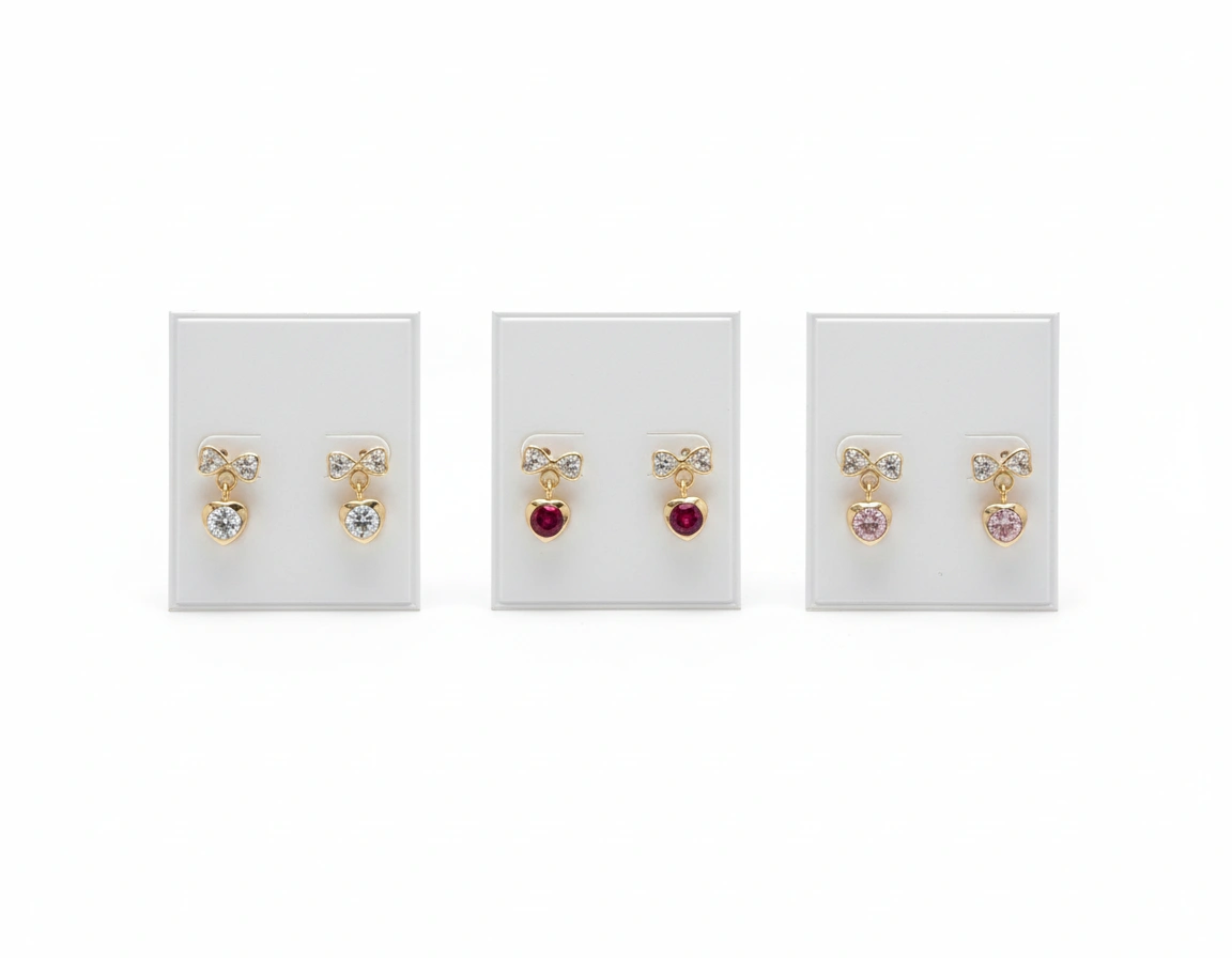 aretes corazon colgante  14k - rosado