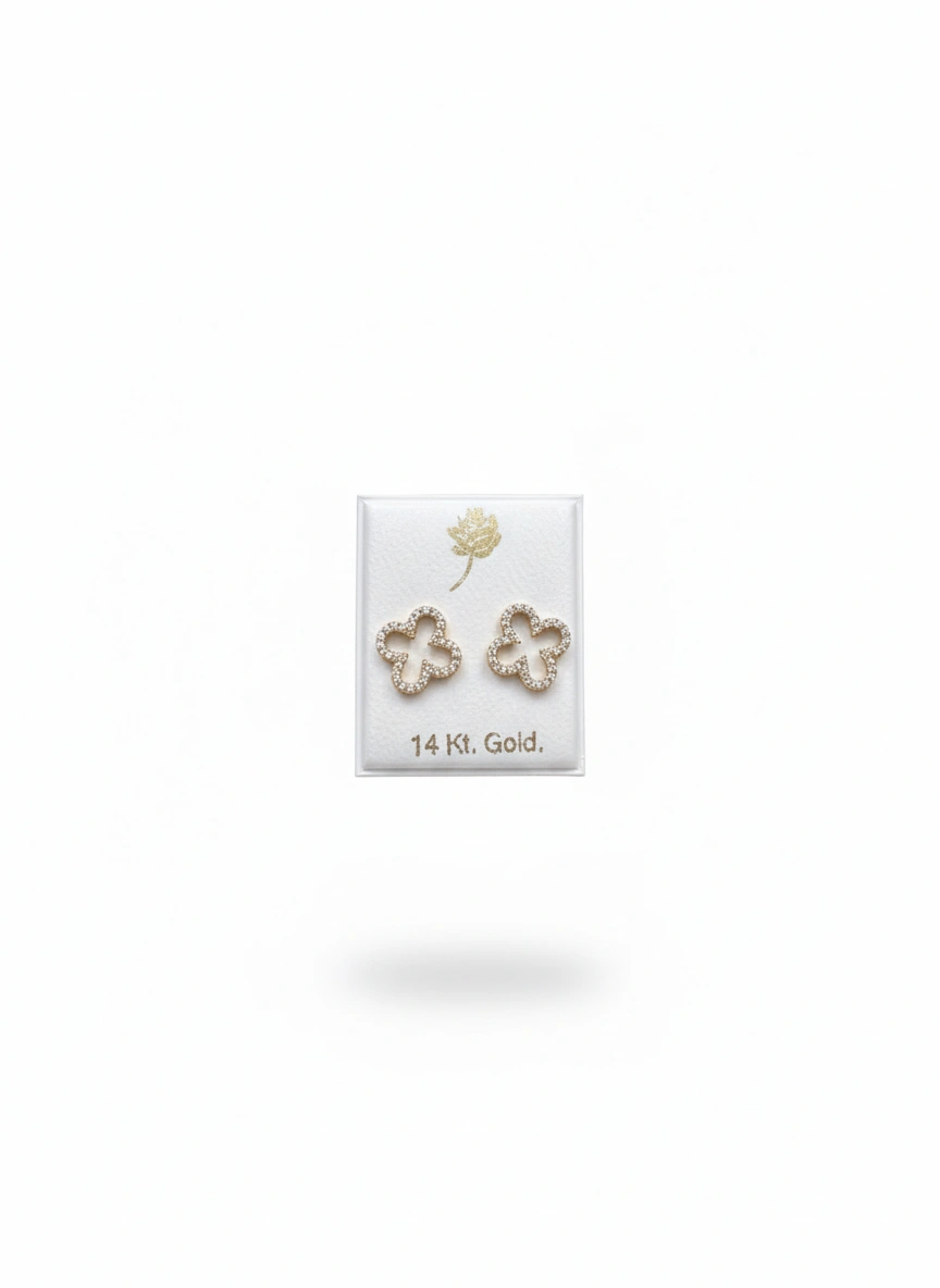 Aretes de flor  14K