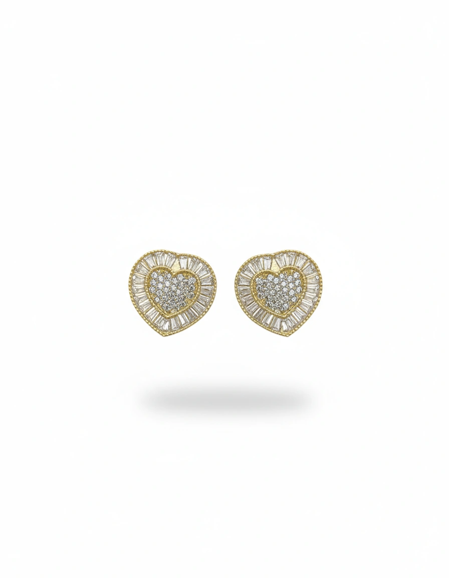 Aretes de corazon 10K