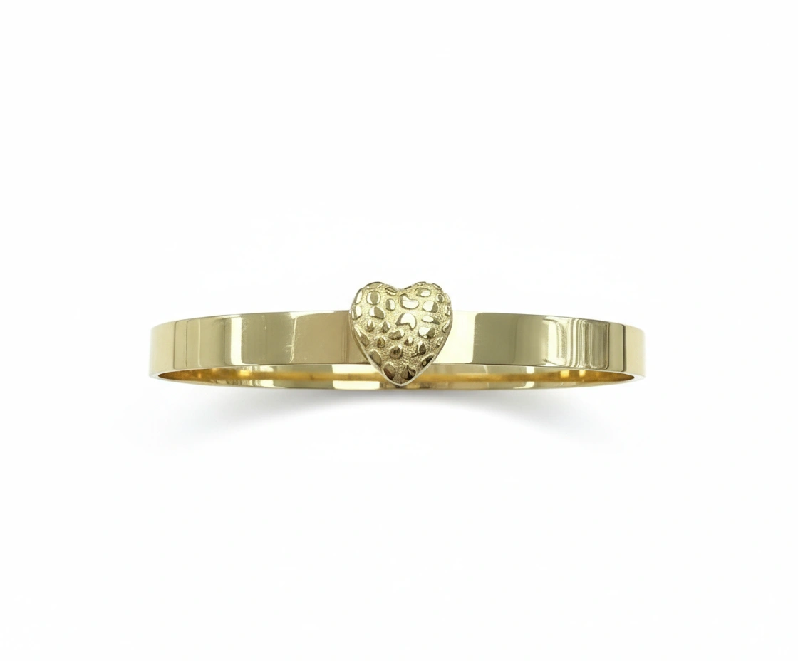 Pulsera rígida de corazón 10k