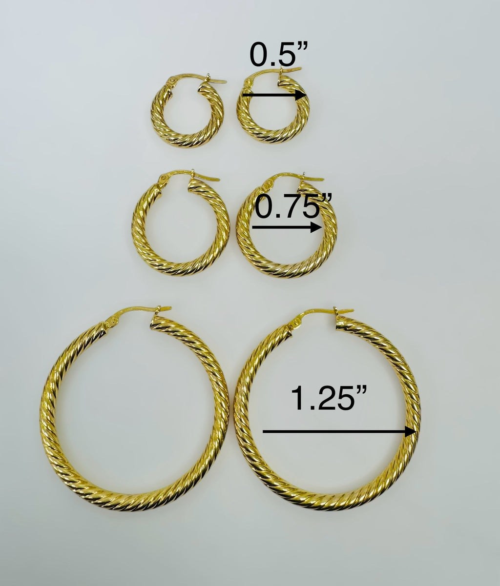 Argollas torcidas lisas 14k - Grandes