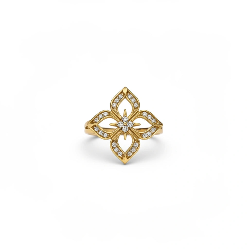 Anillo  de flor mujer 10k