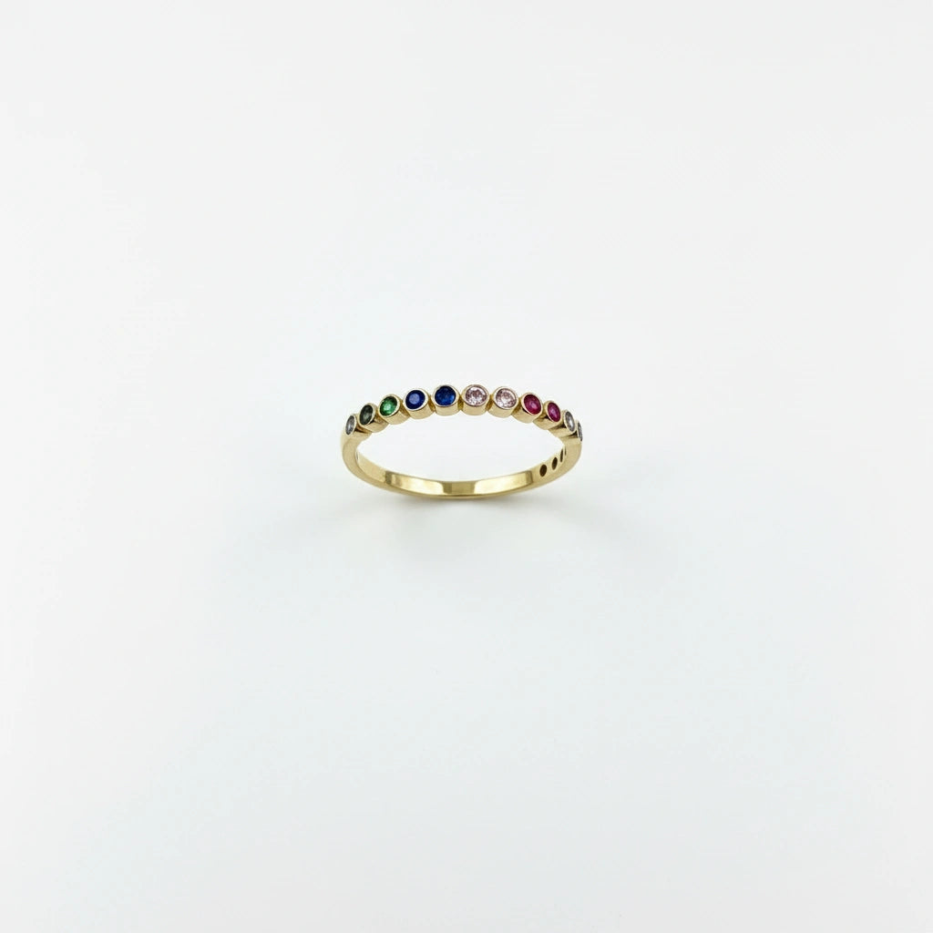 Anillo churumbela de colores 10k