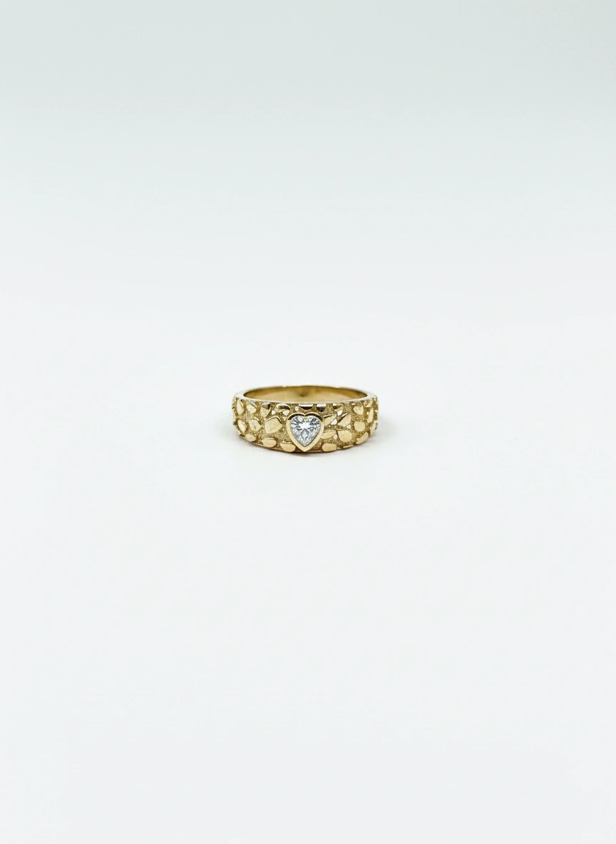 Anillo nugget de corazon 10K