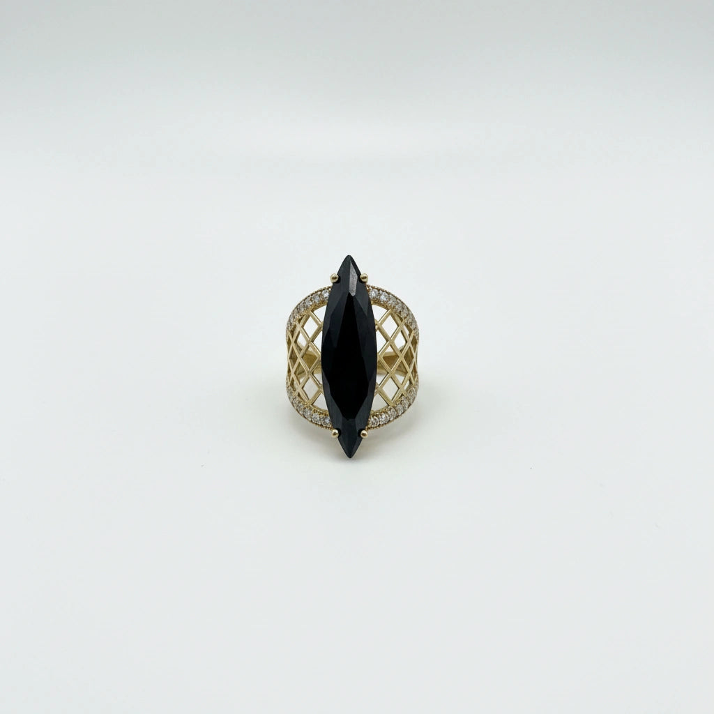 Anillo piedra oscura 10k