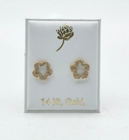 Aretes de flor 14k