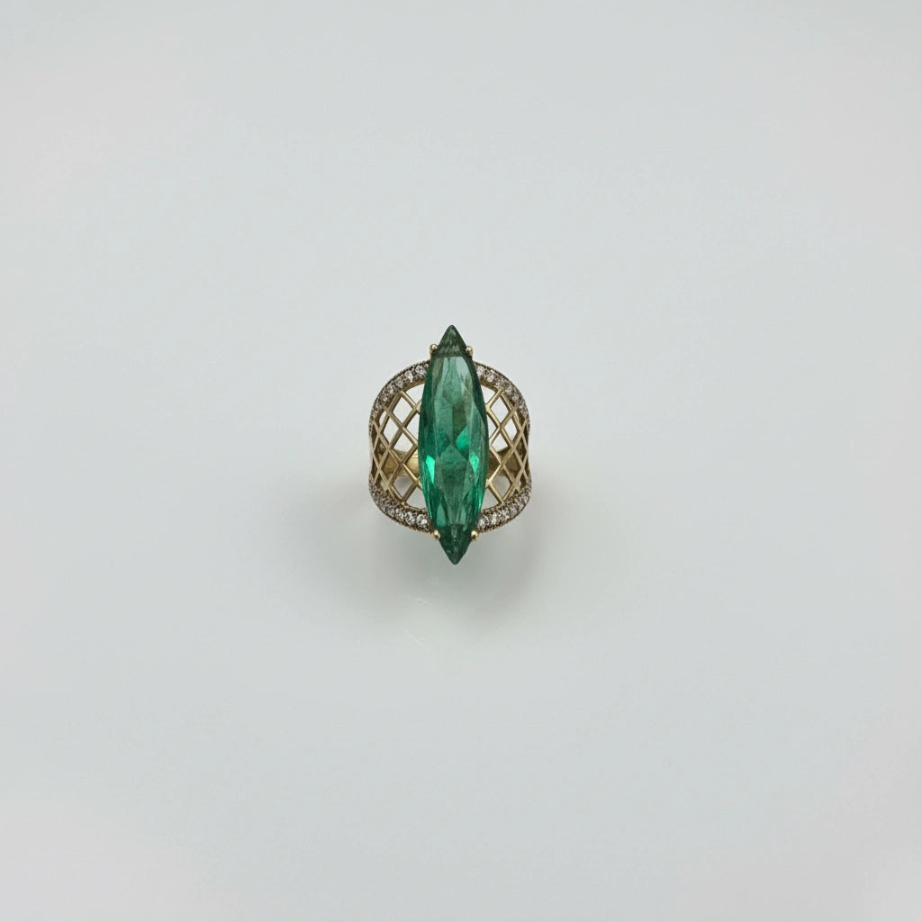 Anillo piedra verde 10k