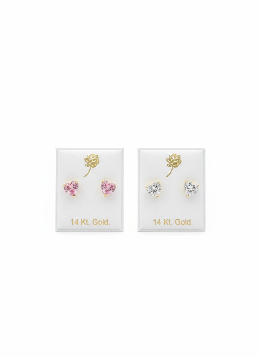 Aretes de corazón 14k