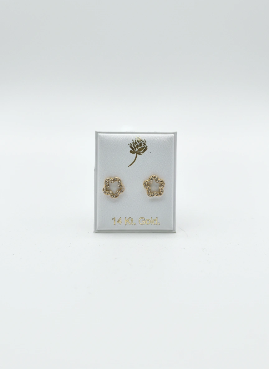 Aretes de flor 14k