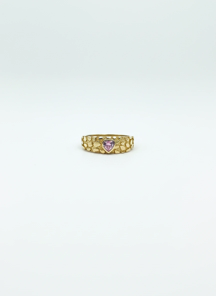 Anillo nugget de corazon 10K - Rosado