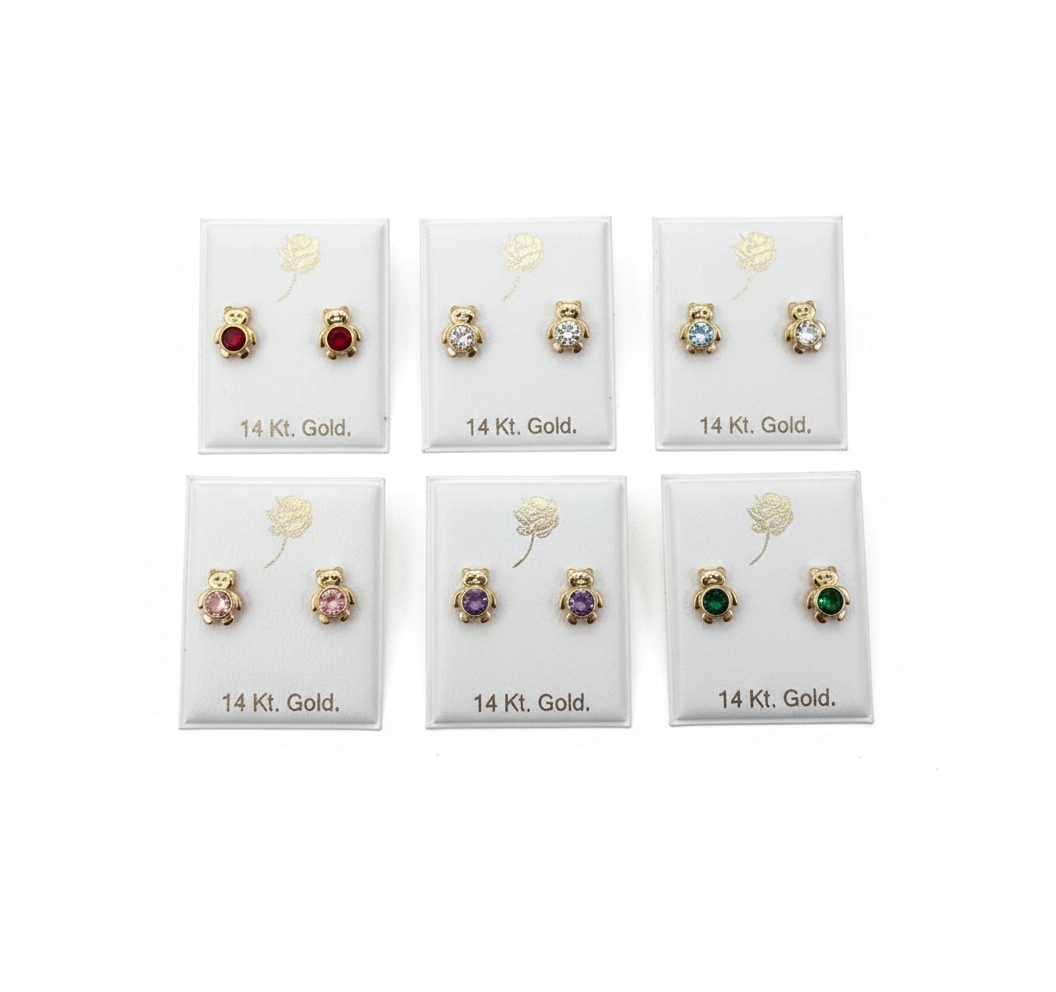 Aretes de oso 14K - verde