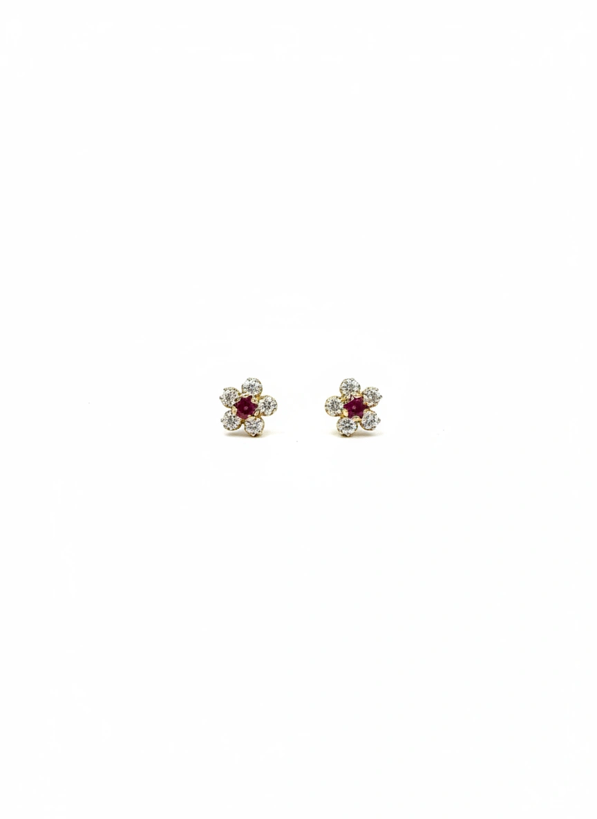 Aretes de flor 14k