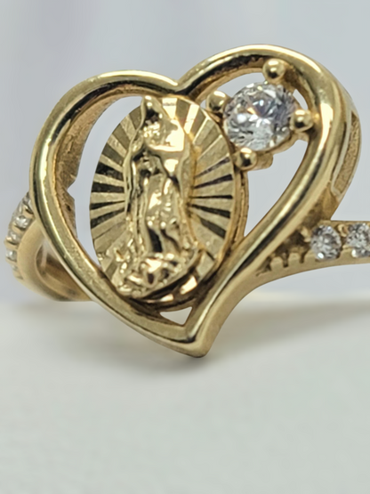 Anillo virgen de Guadalupe 14k