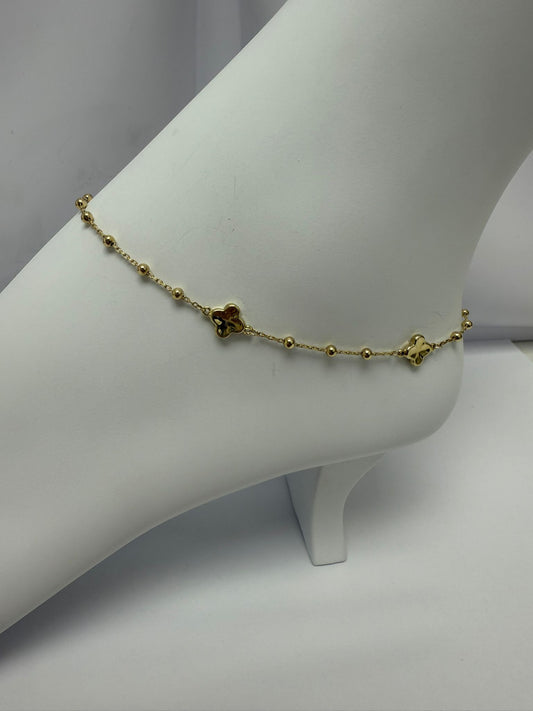 Tobillera clover 14K