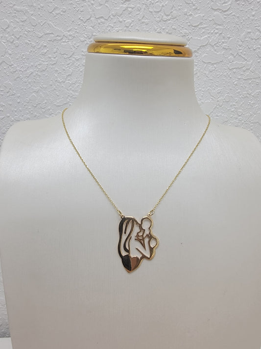 Cadena con dije mama y hijo 10K