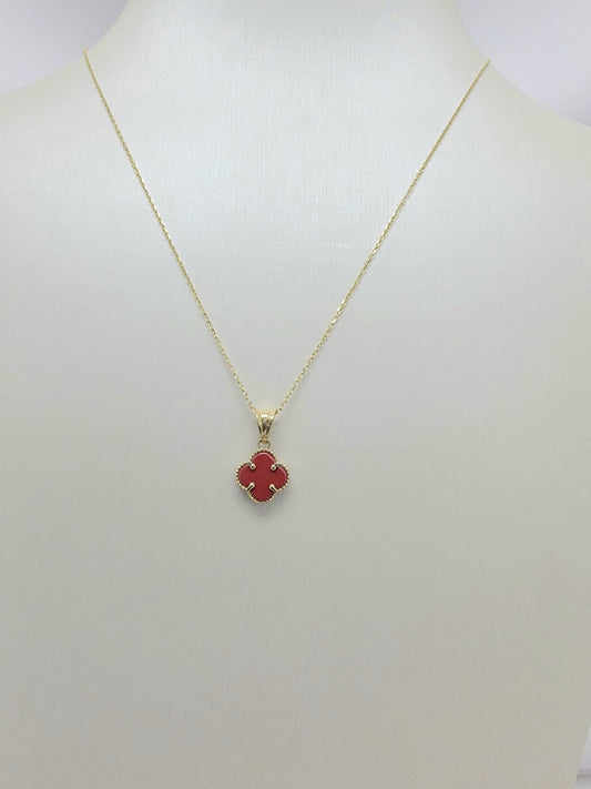 Cadena clover rojo pequeño 10K