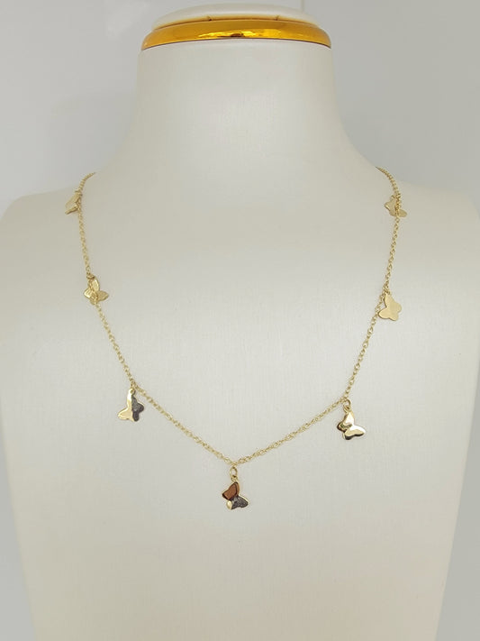 Cadena con dijes de mariposa 14K