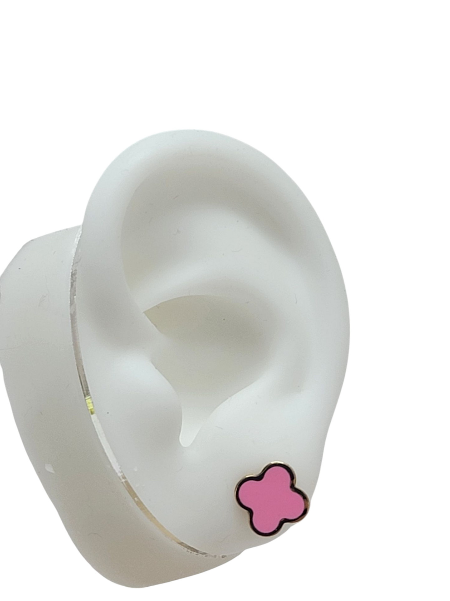 Aretes rosa flor 14k