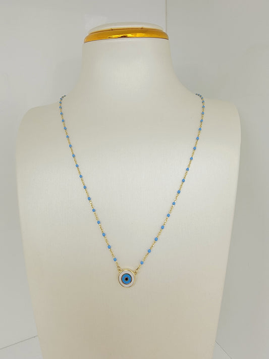 Cadena con dije de ojo turco 14k