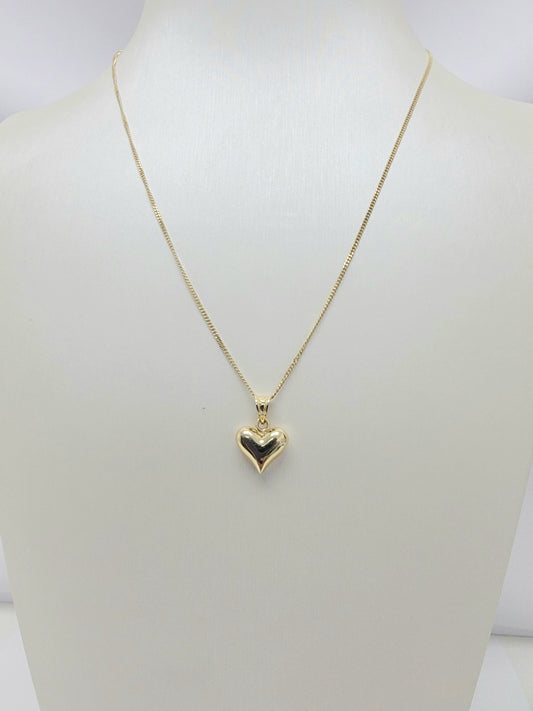 Cadena solida de corazon 14K