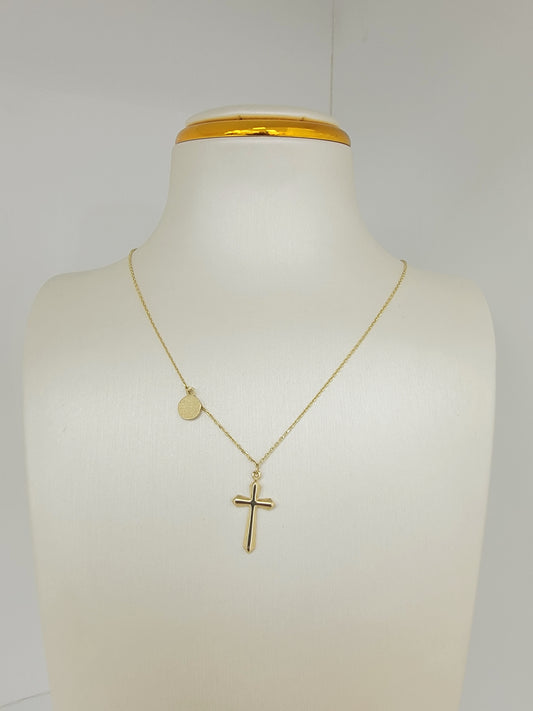 Cadena con dije de cruz 14K