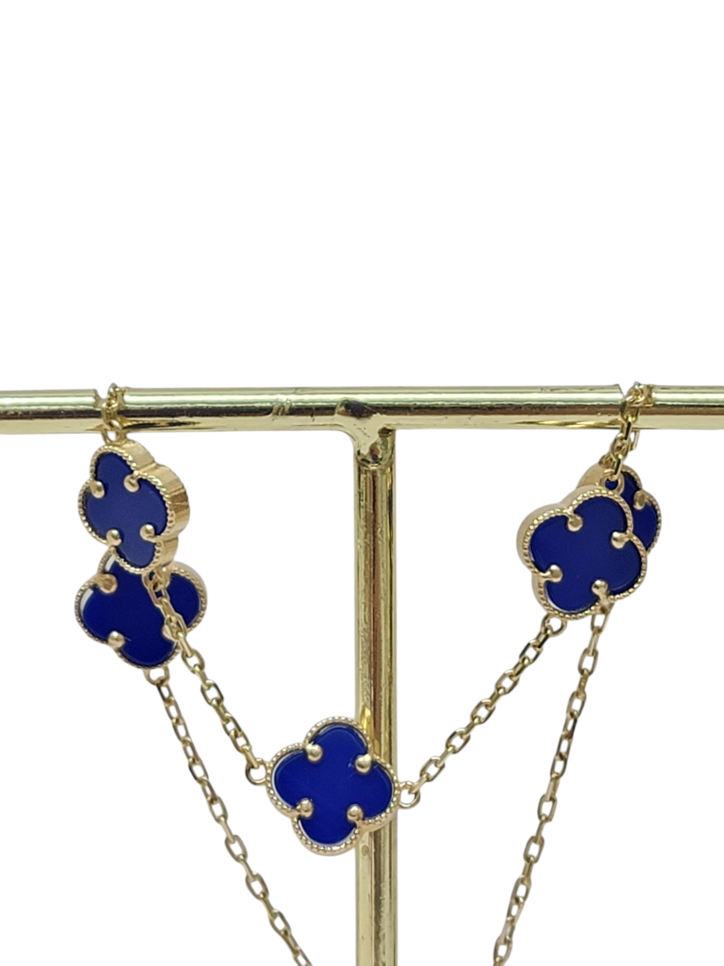 Pulsera 5 flores azules 14k