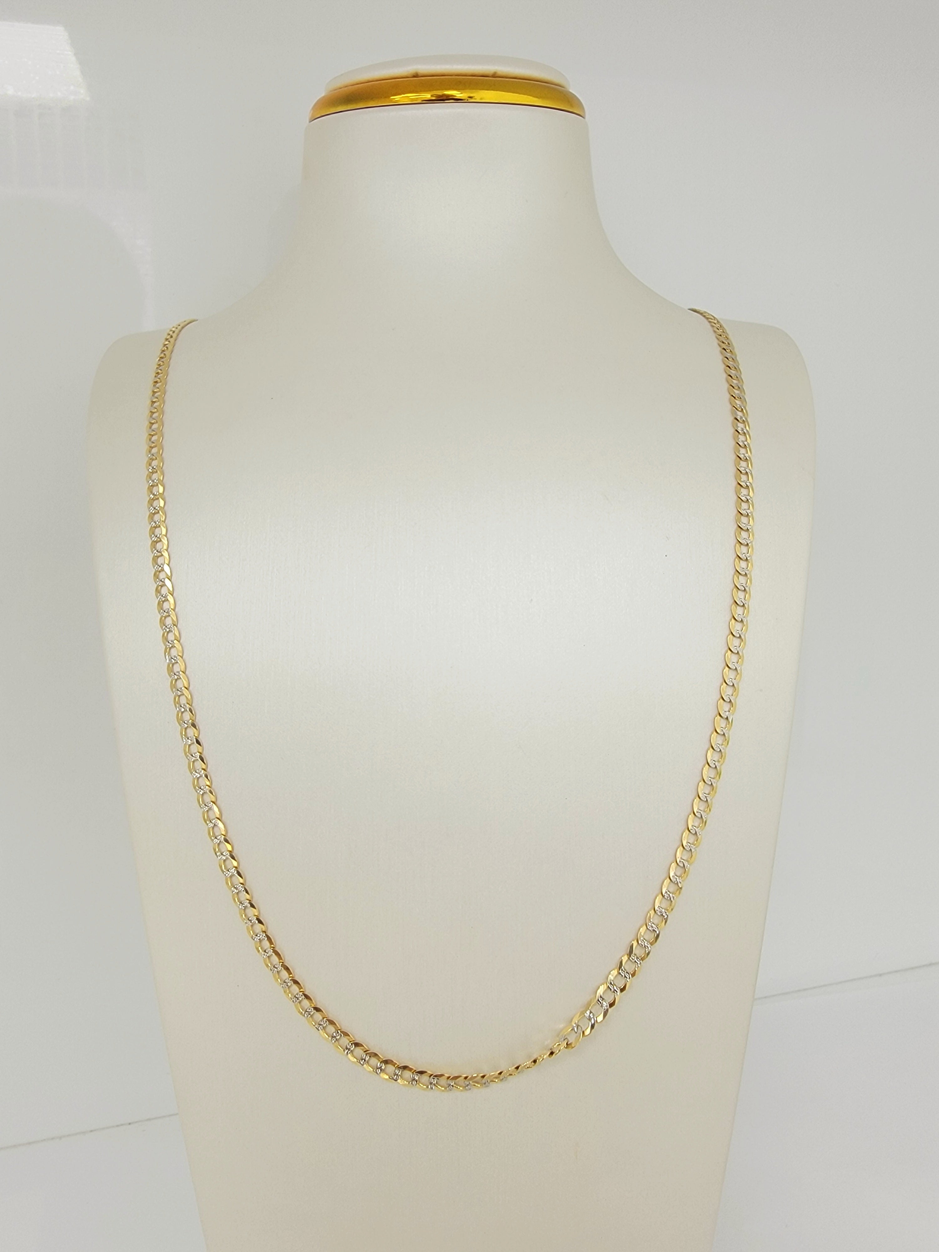 Cadena corte brillo con centro diamantado 10k